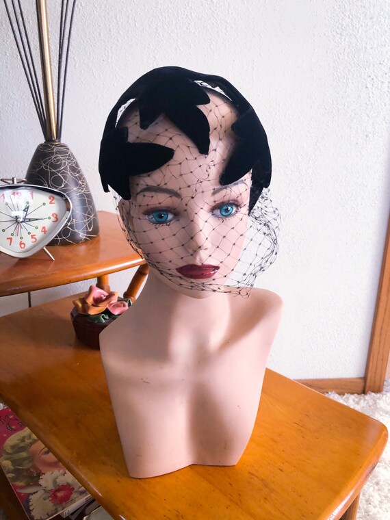 1940s Half Hat / 40s Fascinator / 40s headband hat