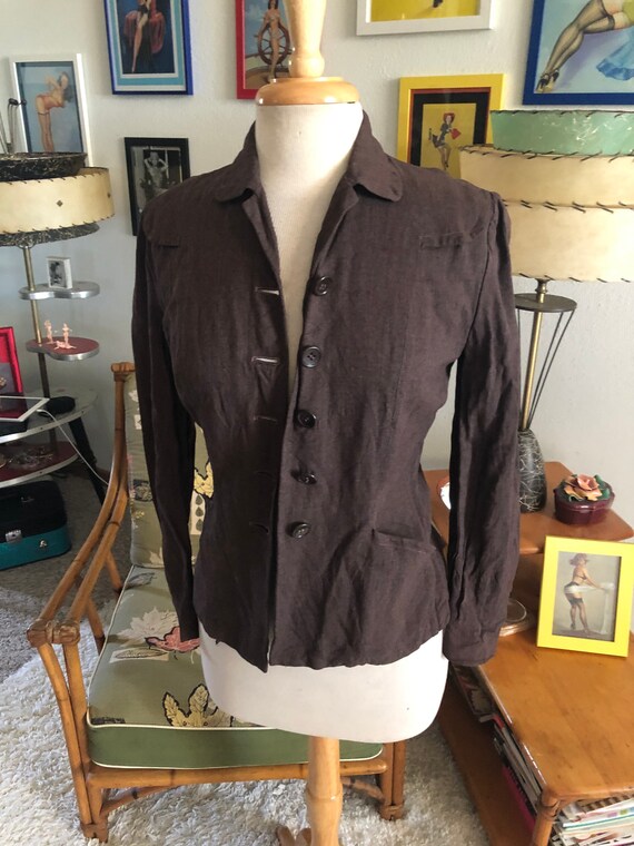 1940s Blazer Suit Jacket / 40s brown jacket