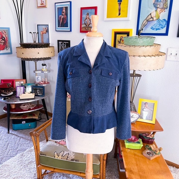 1940s style Jacket / 40s style blue jacket / 80s does 40s / 40s style uniform jacket