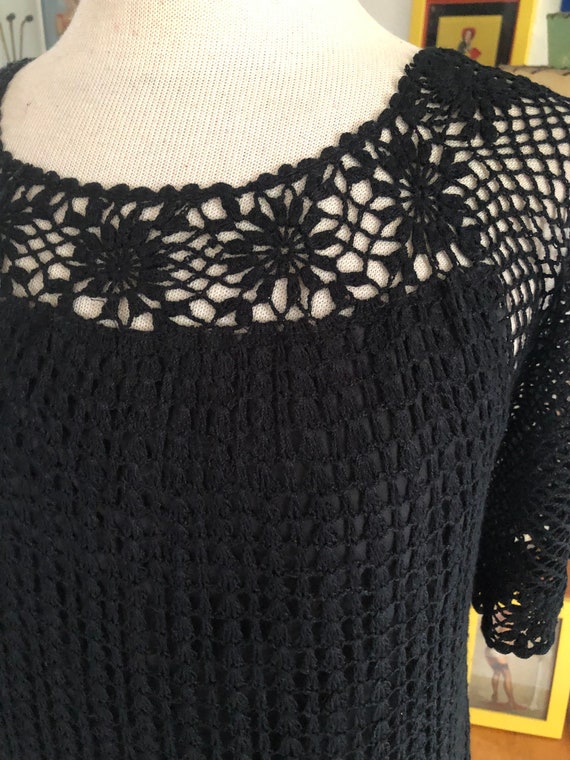 1940s style Dress  / 40s style black crochet  dre… - image 4