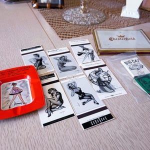 Vintage Pinup Lot Matchbooks Ashtray Mid Century 1950s Collectibles