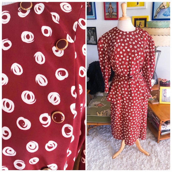 1940s style Dress / 40s style print dress / 80s d