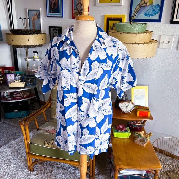 1940s style Button-down shirt / vintage Hawaiian … - image 1