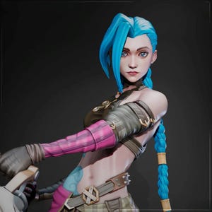 Arcane /Jinx - League of Legends 25 cm Figure/Statue, Sla/Pla Resin 3D Printed,Painted,Action Figure