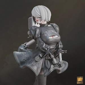 2B - NIER AUTOMATA   25 cm Figure/Statue, Sla/Pla Resin 3D Printed,Painted,Action Figure