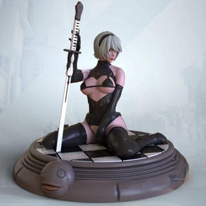 NieR Automata – 2B/ 20 cm Figure/Statue, Sla/Pla Resin 3D Printed,Painted,Action Figure