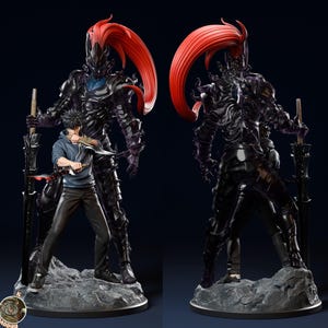 Solo Leveling-Sung Jin Woo and Igris  25 cm Figure/Statue, Sla/Pla Resin 3D Printed,Painted,Action Figure