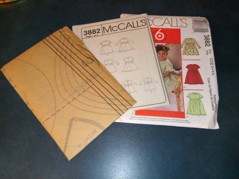 McCall/'s 3882 Children/'s and Girls/' Dresses Sewing Pattern Cute Dresses for Spring Summer or Special Occasions from 2002 New and Uncut