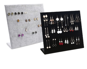 Velvet Earring Stand Holder Ear Stud Jewellery Display Organizer 60/30 Pairs Black & Grey