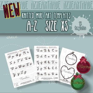 16 modelli di alfabeto XS, 2 caratteri, i-cord, modelli in filo metallico lavorato a maglia, istruzioni PDF stampabili in spagnolo e inglese