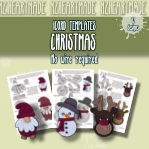 12 modelos de cordão de Natal (para serem feitos sem arame) cordão, arame tricotado, instruções em PDF para impressão em espanhol/inglês. Tricô
