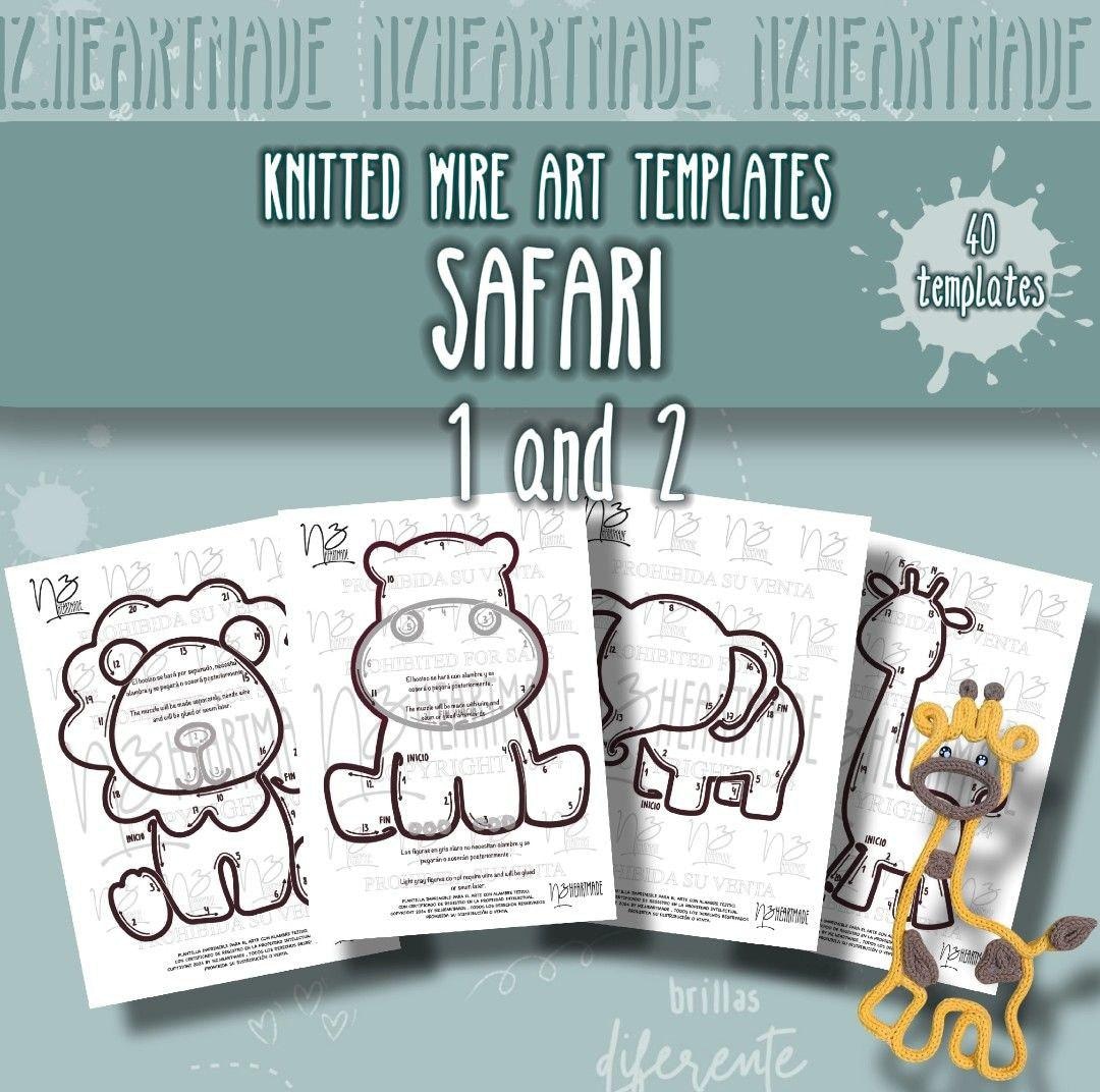 Parte Template 40 Plantillas SAFARI (parte 1 y 2) para alambre tejido , i-cord,knitted ...