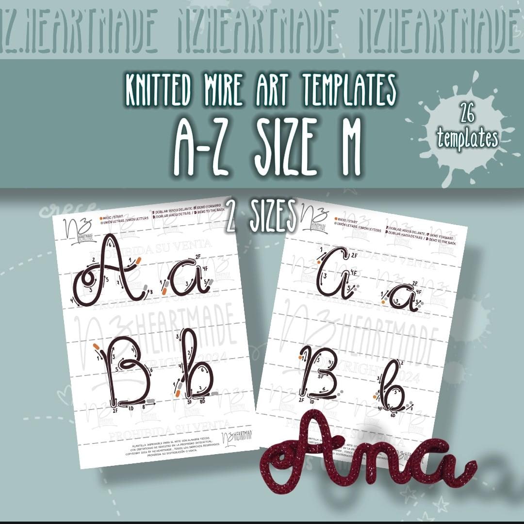 26 Alphabet Templates M, 2 Sizes, I-cord, Knitted Wire Templates ...
