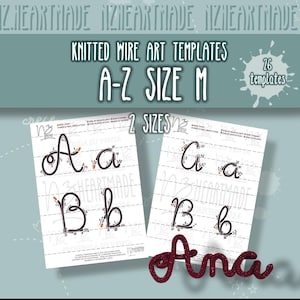 26 Plantillas abecedario M, 2 tamaños , i-cord, knitted wire templates, PDF imprimible instrucciones en español e ingles