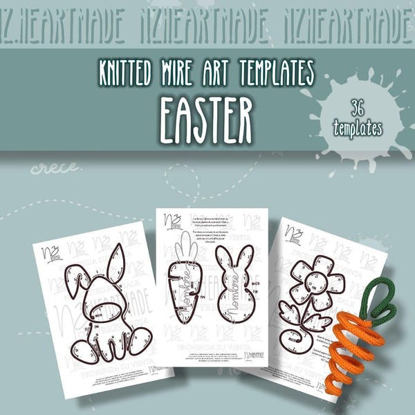 36 Special Easter Templates, Knitted Wire, I-Cord Templates, Knitted Wire Templates Printable PDF, Spanish/English Instructions