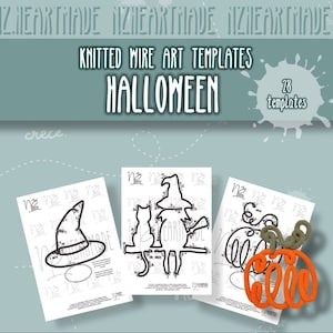 28 Halloween templates, i-cord templates, woven wire art, printable PDF, Spanish/English instructions
