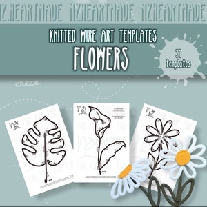 31 modelli di fiori e foglie, filo lavorato a maglia, modelli di I-Cord, modelli di filo lavorato a maglia PDF stampabili, istruzioni in spagnolo/inglese