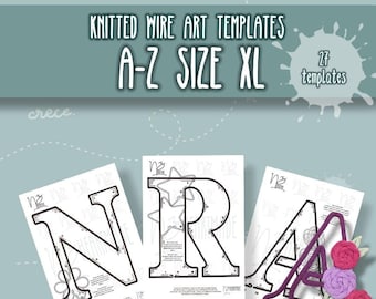 27 XL Alphabet Templates, Knitted Wire, Printable PDF, Instructions in Spanish and English