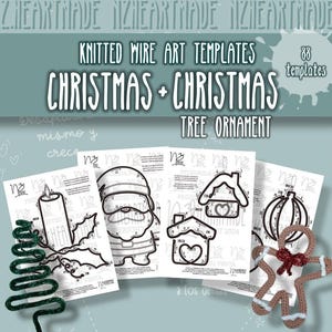 88 modelli di NATALE, 53 modelli di Natale + 35 decorazioni per l'albero, modelli in filo metallico lavorato a maglia, PDF stampabile, istruzioni in spagnolo/inglese