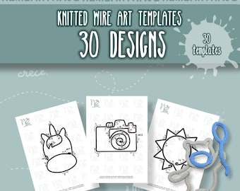 Templates 30 figures of woven wire art with tricotin, templates i-cord figures, knitted wire templates PDF printable