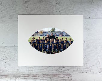 11x14 Football Photo Mat: Team or Coach Gift. Fits 6x10 or cropped 8x10 photo (M104)