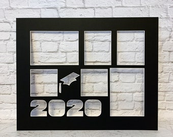 Tapete para fotos de collage de graduación - Se adapta a marcos de 16x20 - Apertura múltiple - Año personalizado (M110)
