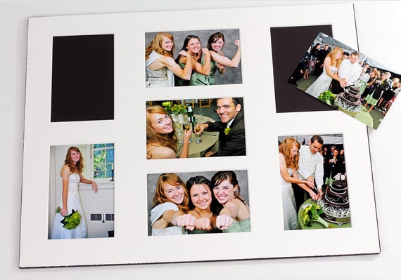 16x20 Collage Picture Frame with 8 Opening Mat for 4x6 Photos Silver/Black