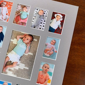 Monthly Baby Milestone Photo Mat - Fits 12x16 Frame - Multi Opening - Custom Color (M145)