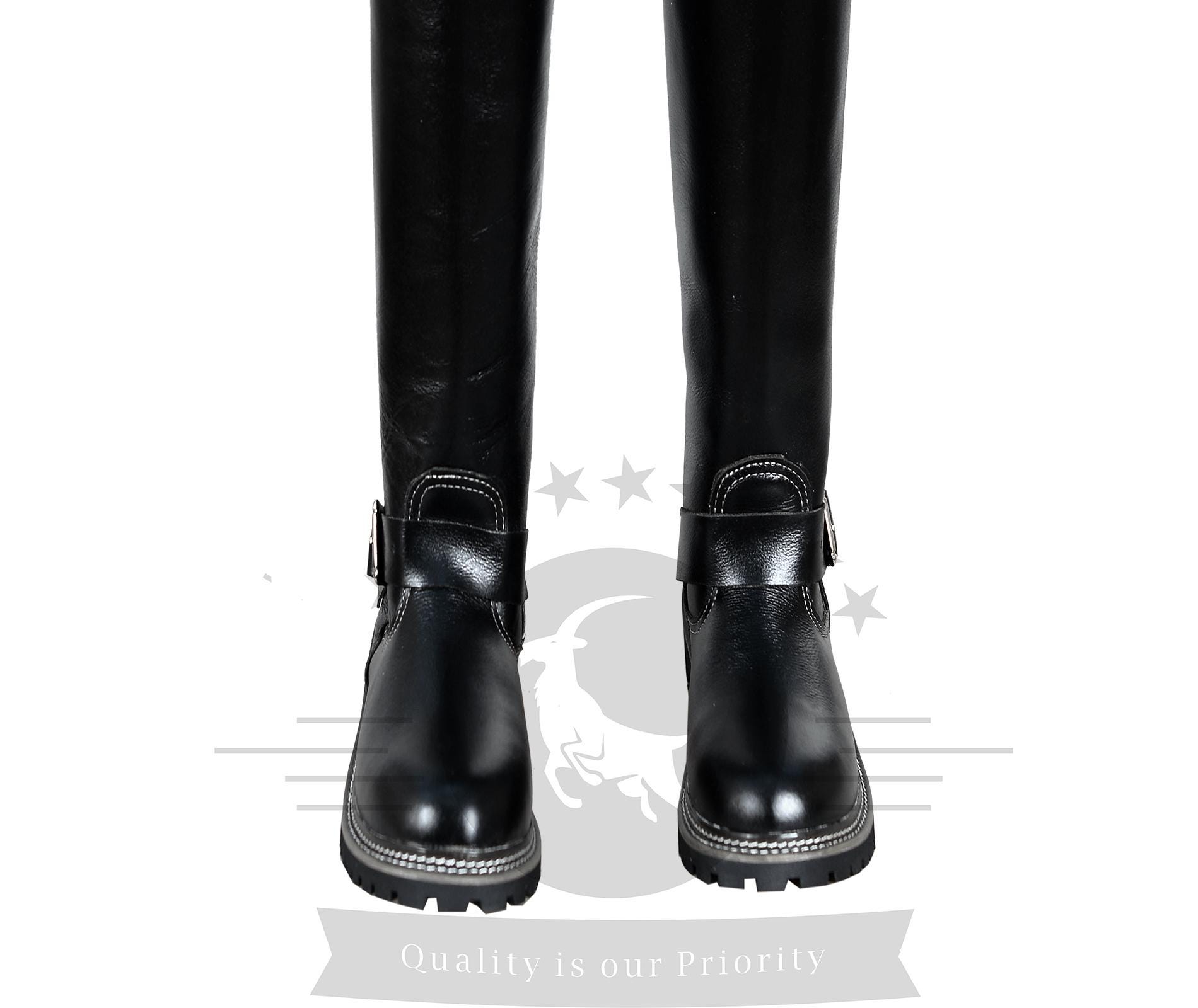 Monolith Riding Boot Horse Ridding Black Rubber Sole Boots | Long Horse Riding Goatskin ...