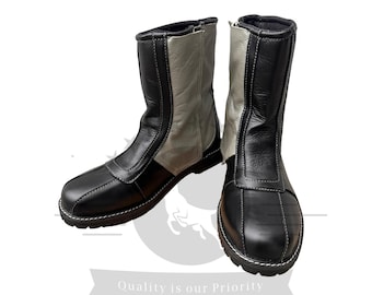 Benutzerdefinierte mandalorian Mando Boots | Handmade Schwarze Leder Cosplay Schuhe | Star Wars Kostüm-Schuhe mit Reißverschluss
