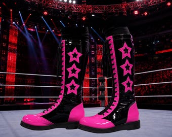 Benutzerdefinierte Wrestling-Stiefel für Männer, handgefertigte Pro Wrestling-lange Stiefel, Männer Frauen benutzerdefinierte High Top Ring Stiefel