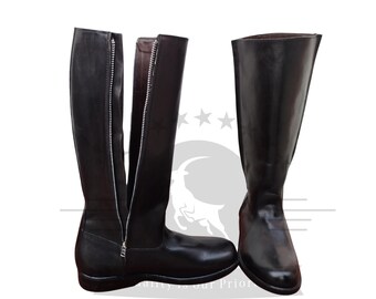 Men's Riding Boots, Equestrian Boots With Double zippers, Horseback Riding Long Leather Boots For Men's, Cosplay Custom Made Boots