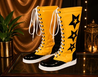 Benutzerdefinierte Pro Wrestling Boots für Männer, Wrestling Gear High Top Wrestling Ring Boots, handgefertigte Pro Wrestling Long Boots, Hochzeitsgeschenke