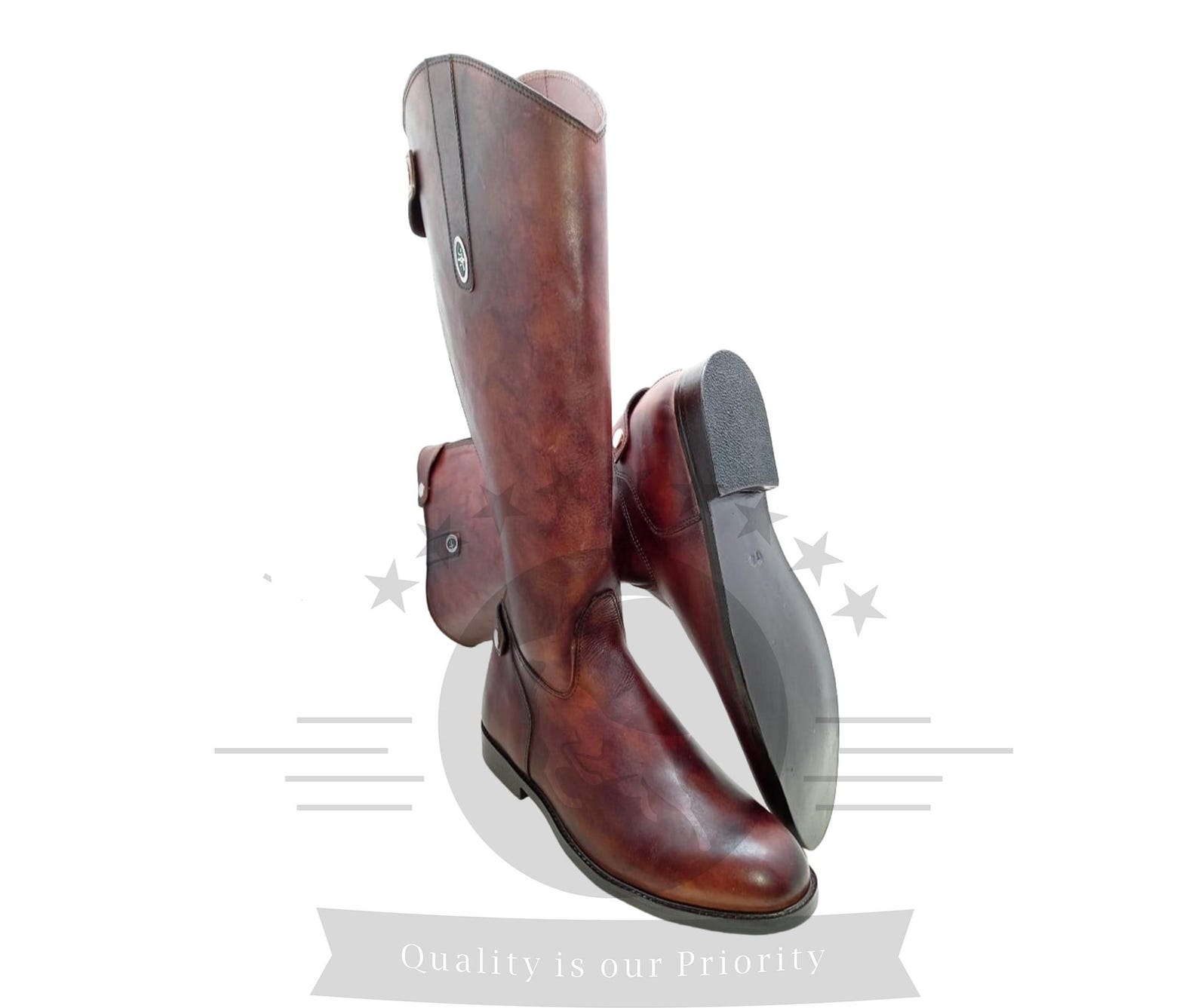 Horse Ridding Dark Red Leather Boots | Long Horse Riding Leather Boots ...