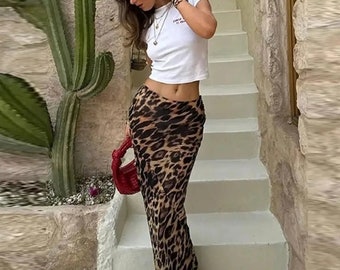 Leopard Print Length Skirt
