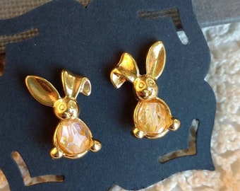 Avon Bunny Studs Vintage Studs Rabbit Gold Tone Studs Easter Earrings Post Gifts under 15 Avon Jewelry 1990s P13