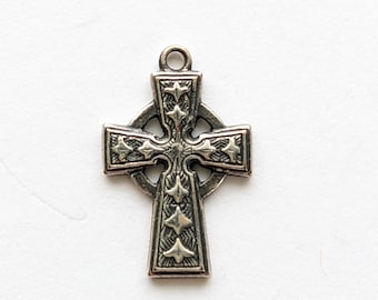 Tiny Celtic Sterling Cross ~ Celtic Cross ~ Vintage Cross Charm D213