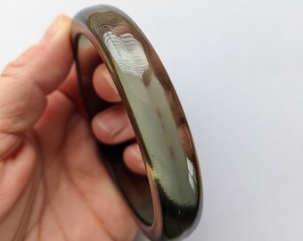 Vintage Bakelite Prystal Green Bangle  ~ Clear Hint of Green kinda Smokey Semi Wide Bakelite Bangle