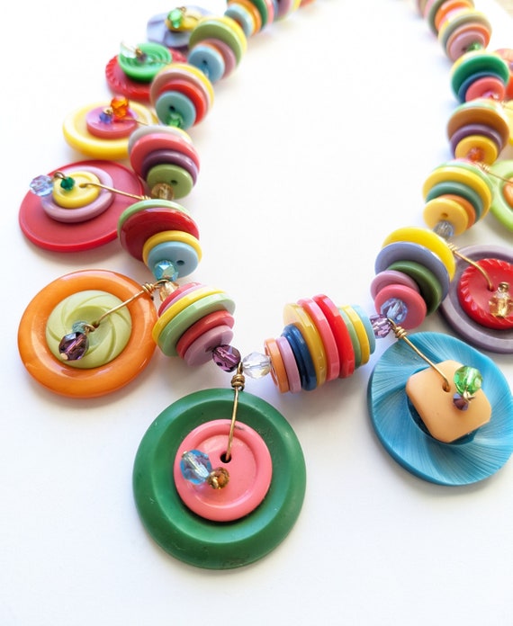 Colorful Button Necklace ~ Outrageous Button Neckl