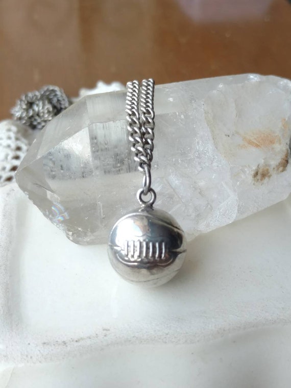 Vintage Sterling Basketball Necklace Sports Charm