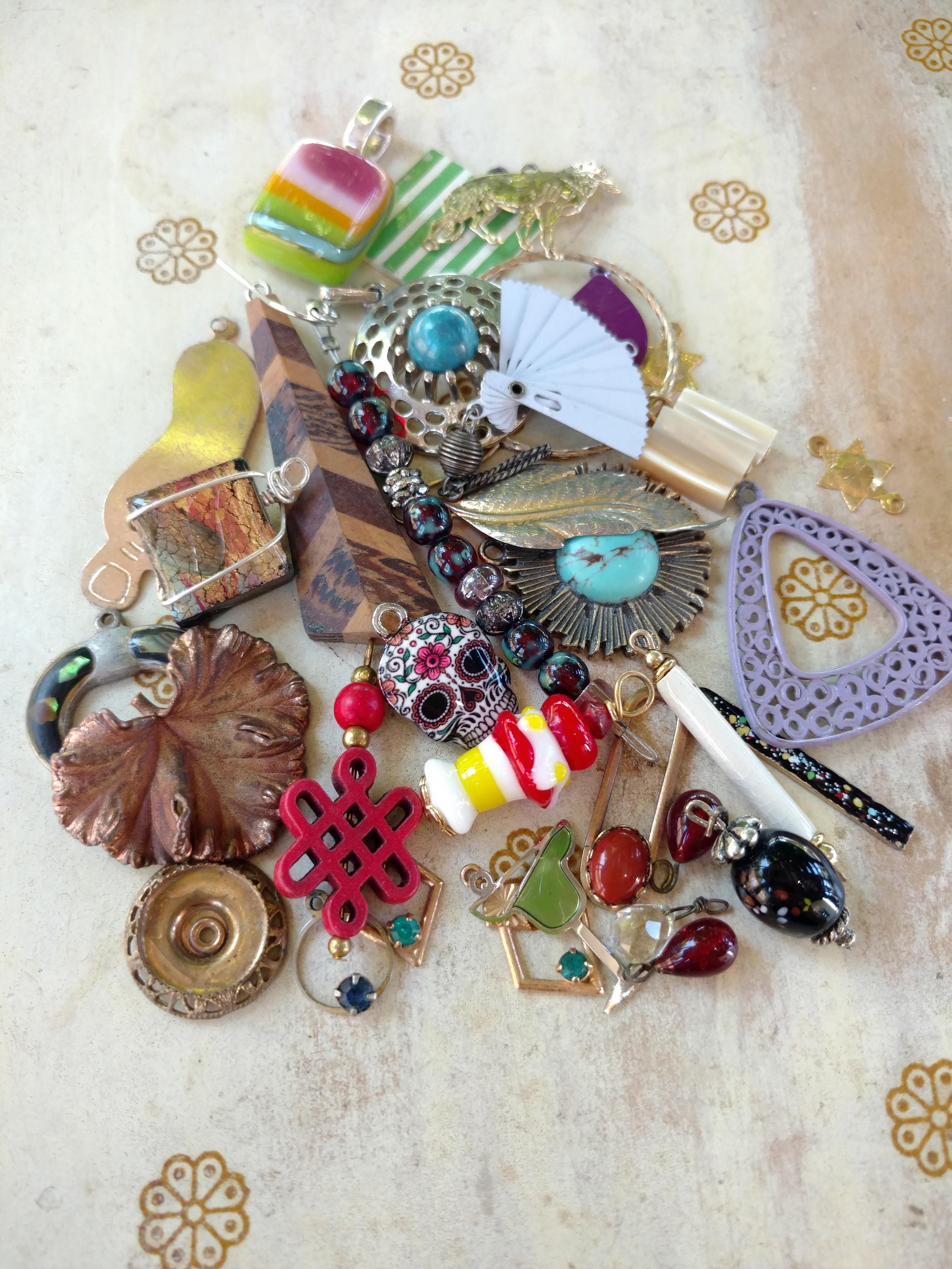 Vintage Jewelry Lot Unique Salvaged Findings Purple Enamel Etsy