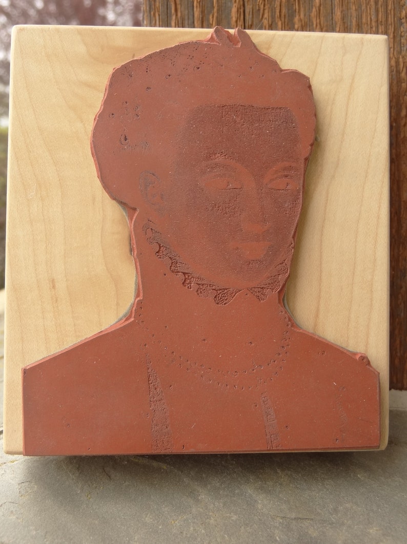 Renaissance Woman Rubber Stamp ~ Vintage Wood Black Stamp ~ 4 Rubber Stamp ~ Medieval Tudor Lace Collar ~ Serious Victorian Woman