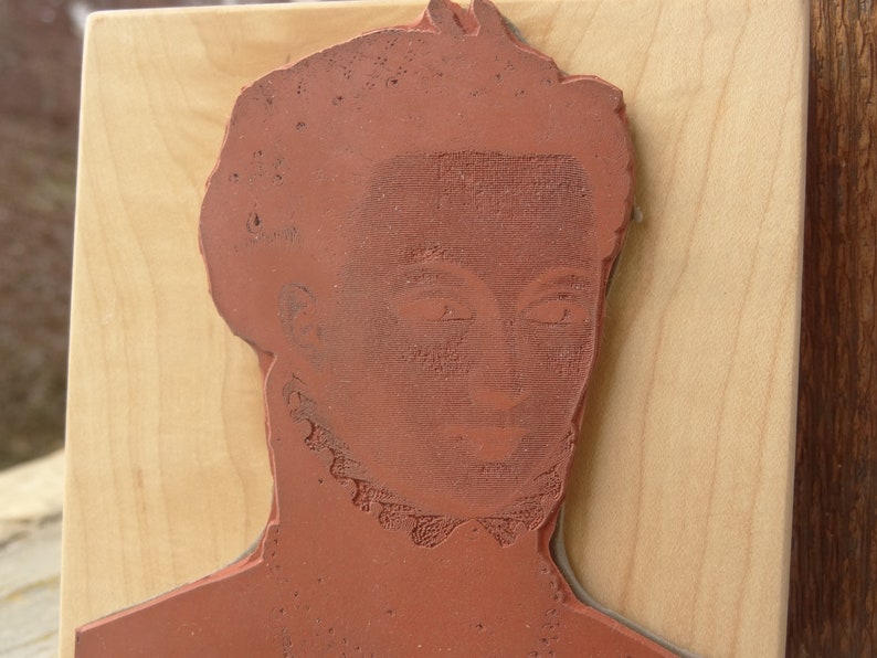 Renaissance Woman Rubber Stamp ~ Vintage Wood Black Stamp ~ 4 Rubber Stamp ~ Medieval Tudor Lace Collar ~ Serious Victorian Woman