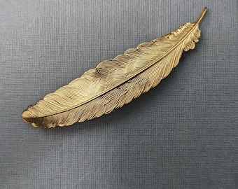 Large Gold Feather Barrette ~ Grecian Rustic Woodland French Barrette ~ Bridal Hair Accessories