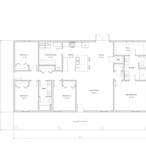 Plattegrond met 4 slaapkamers en 2 badkamers Huisplan 2000 m². Ft. Het Moorehuis met 4 slaapkamers. Grote hoofdsuite - Model 00002