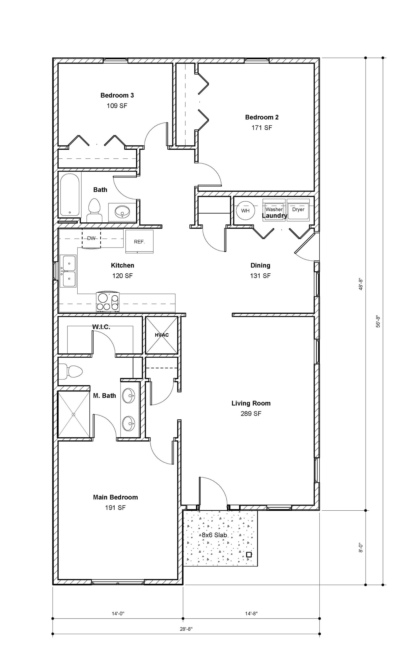 3 Bedroom 2 Bath Floor Plan House Plan 1500 Sq. Ft. the James House ...