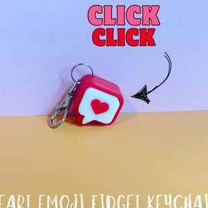 Clicky Heart Fidget Keychain: 3D Printed Stress Relief Toy and Bag Charm