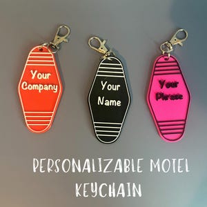 Personalized Motel Keychain | Custom Retro Hotel Key Fob |  Bag Charm Gift