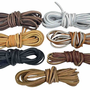 1 PAIR - 1/8" x 72" Leather Shoelaces Strings Shoe Boot Laces