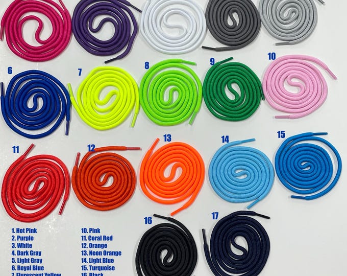 5mm Thick Round Athletic Shoelaces - Neon Color Sport Sneaker Laces For Shoes